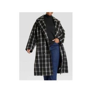 Ava & Viv Black and White Plaid Coat
